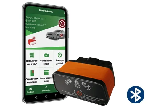 Диагностический адаптер ELM327 Bluetooth 4.0 LE и MotorData OBD