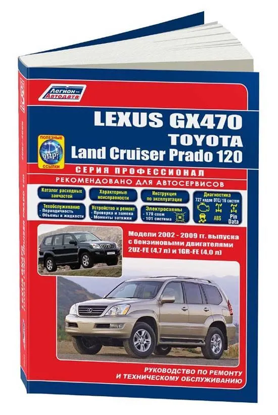 Книга Lexus GX470, Toyota Land Cruiser Prado 120 2002-2009 бензин, каталог запчастей, электросхемы. Руководство по ремонту и эксплуатации автомобиля. Профессионал. Легион-Aвтодата Книга Lexus GX470, Toyota Land Cruiser Prado 120 2002-2009 бензин, каталог запчастей, электросхемы. Руководство по ремонту и эксплуатации автомобиля. Профессионал. Легион-Aвтодата