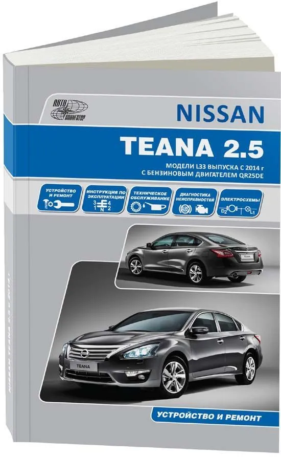 Книга Nissan Teana L33 с 2014 бензин, электросхемы. Руководство по ремонту и эксплуатации автомобиля. Автонавигатор Книга Nissan Teana L33 с 2014 бензин, электросхемы. Руководство по ремонту и эксплуатации автомобиля. Автонавигатор