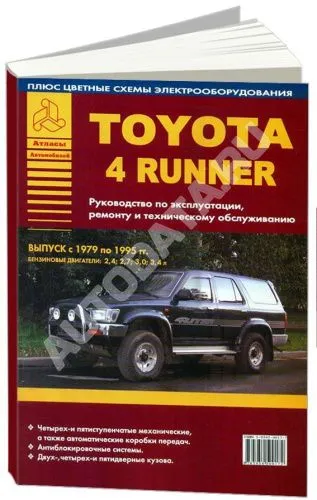 Книга Toyota 4Runner 1979-1995 бензин, цветные электросхемы. Руководство по ремонту и эксплуатации автомобиля. Атласы автомобилей Книга Toyota 4Runner 1979-1995 бензин, цветные электросхемы. Руководство по ремонту и эксплуатации автомобиля. Атласы автомобилей