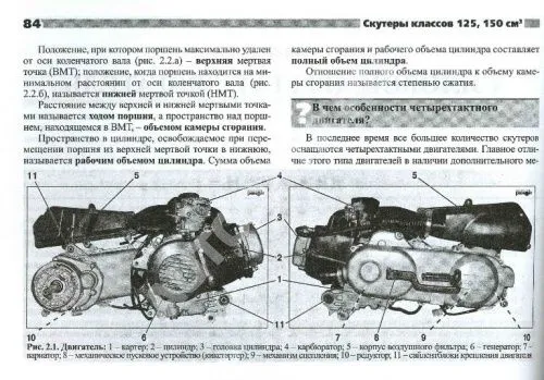 Книга скутеры V 125 и V 150 куб.см. Китай, Корея, Тайвань, ч/б фото, цветные электросхемы. Руководство по ремонту и эксплуатации. №17.  Ранок